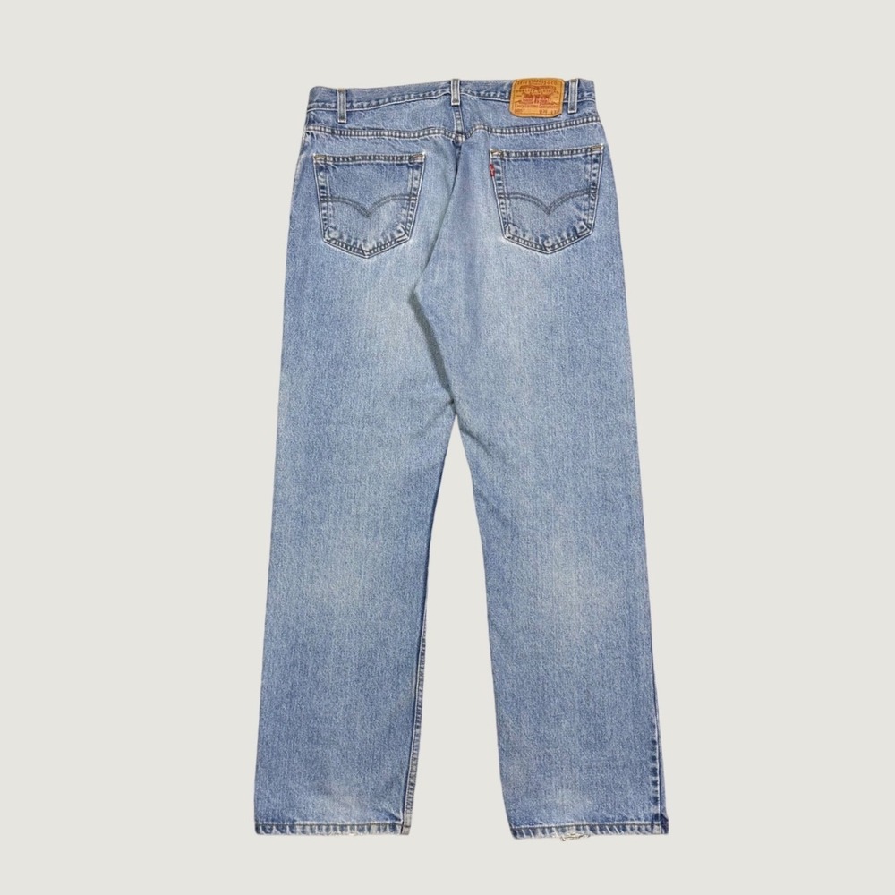Levis 505 Regular Fit Straight Leg Light Wash Denim Jeans Mens 36x32